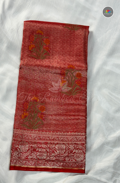 Banarasi Tissue Brocade Saree - Classic Red
