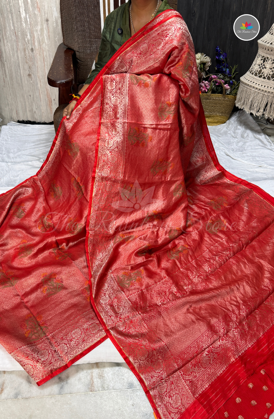 Banarasi Tissue Brocade Saree - Classic Red