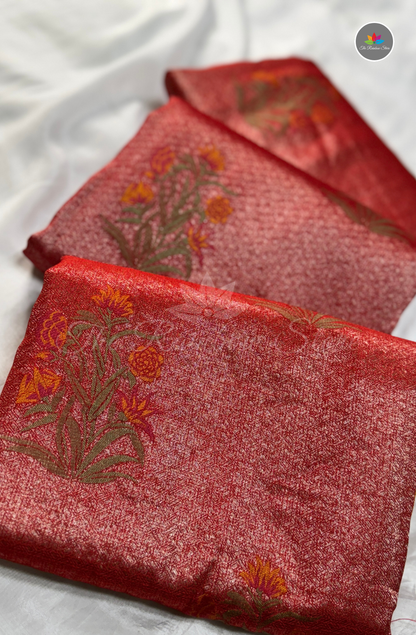 Banarasi Tissue Brocade Saree - Classic Red
