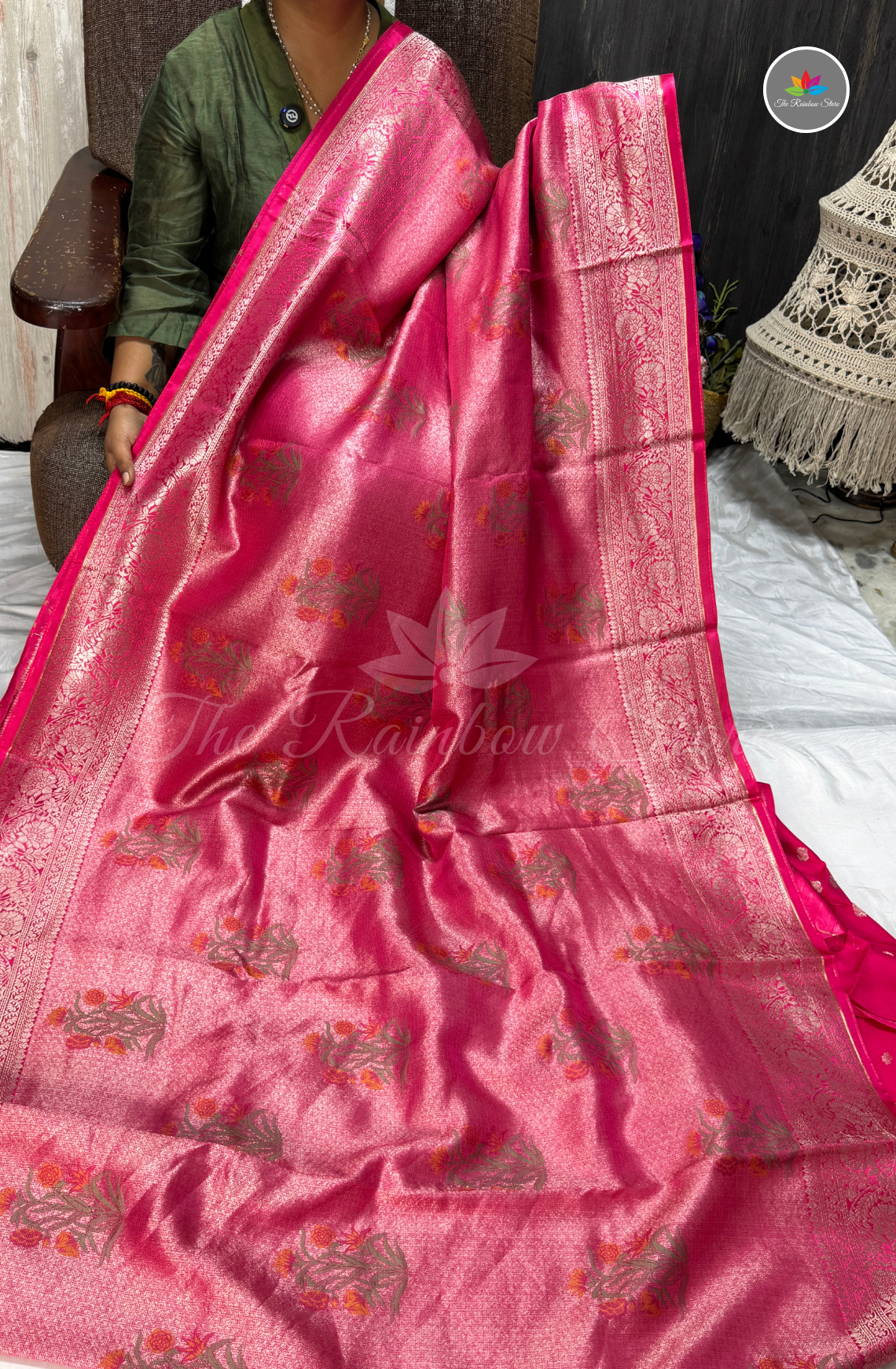 Banarasi Tissue Brocade Saree - Rose Pink