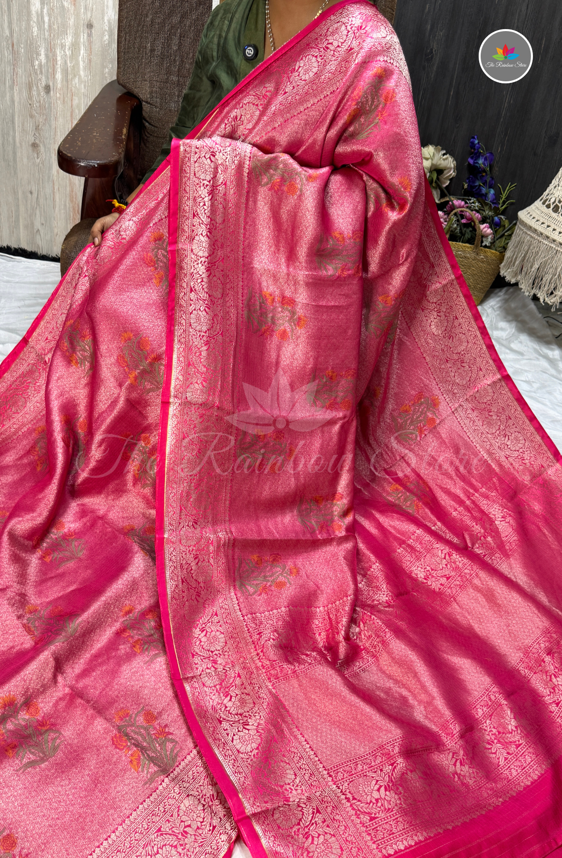 Banarasi Tissue Brocade Saree - Rose Pink