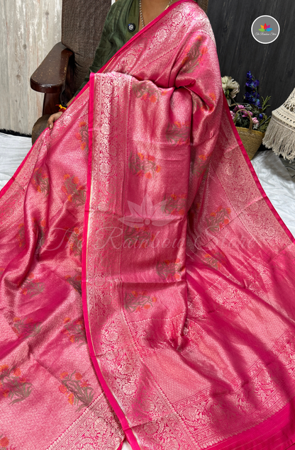 Banarasi Tissue Brocade Saree - Rose Pink