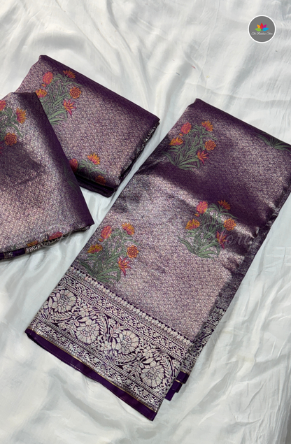 Banarasi Tissue Brocade Saree - Royal Purple