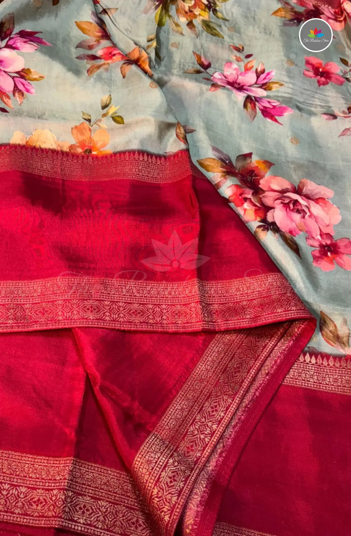 Premium Banarasi Paithani Pattu Saree - Cream with Red