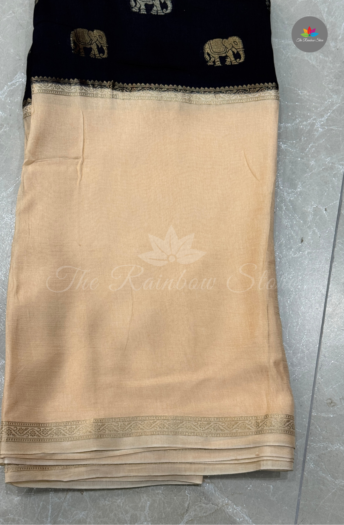 Visco Crepe Saree - Beige
