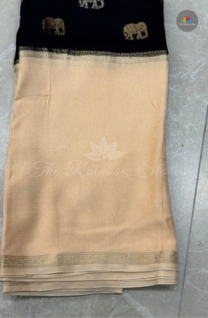 Visco Crepe Saree - Beige