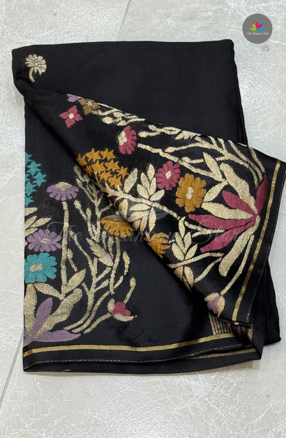 Manipur Kota Silk Saree - Black