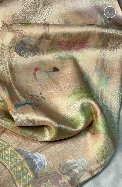 Banarasi Brocade Crepe Saree - Blush Pink with Champagne Gold sheen