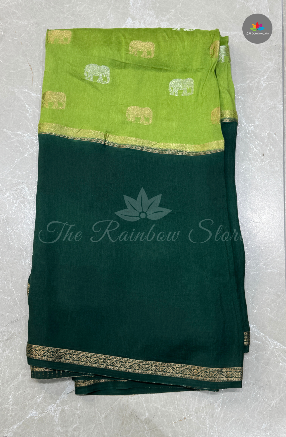 Visco Crepe Saree - Bottle Green