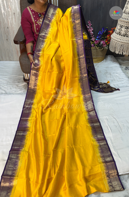 Crepe Silk  Saree - Bright Mustard Yellow