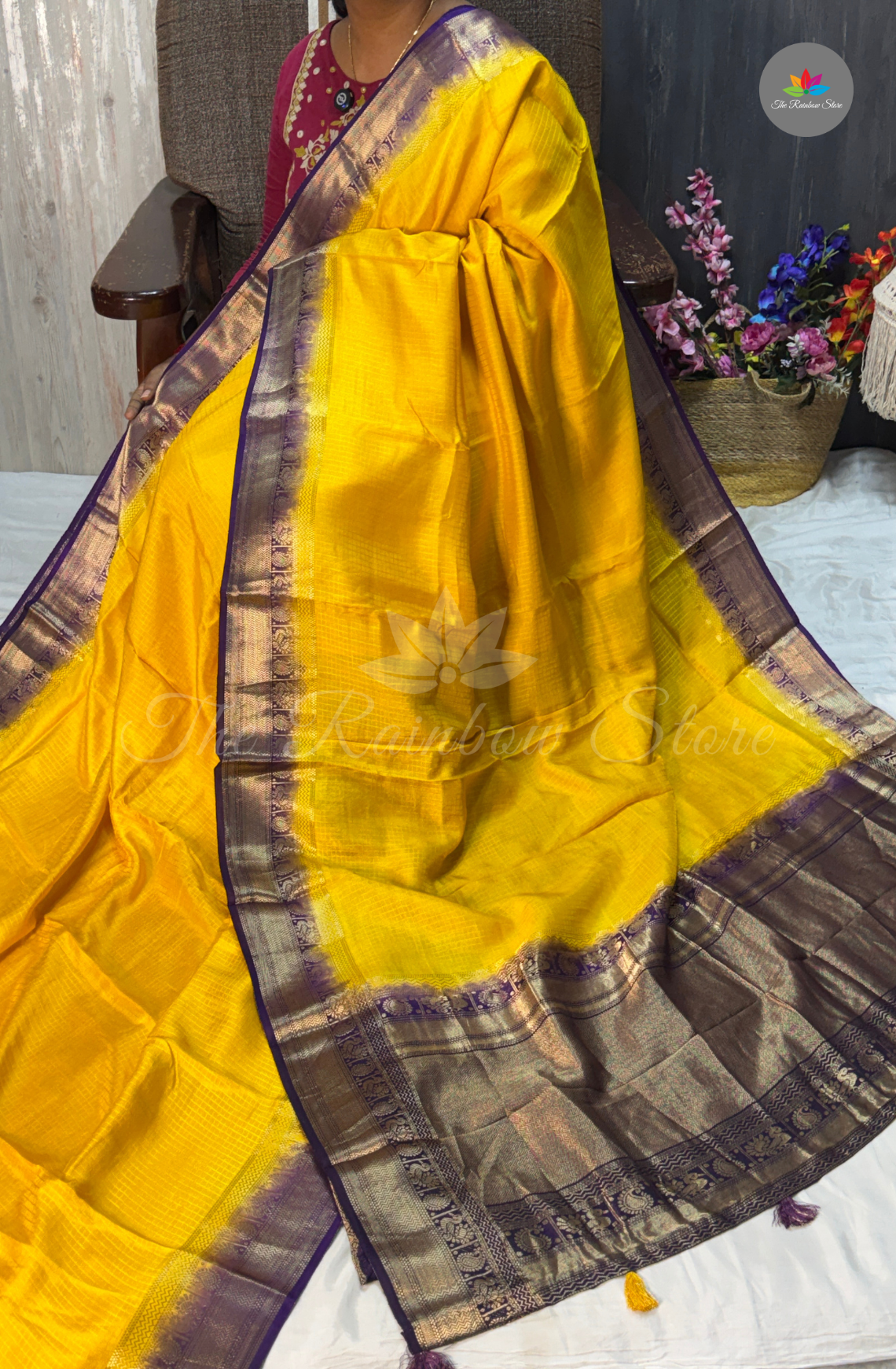 Crepe Silk  Saree - Bright Mustard Yellow