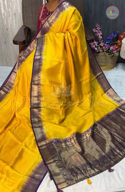 Crepe Silk  Saree - Bright Mustard Yellow