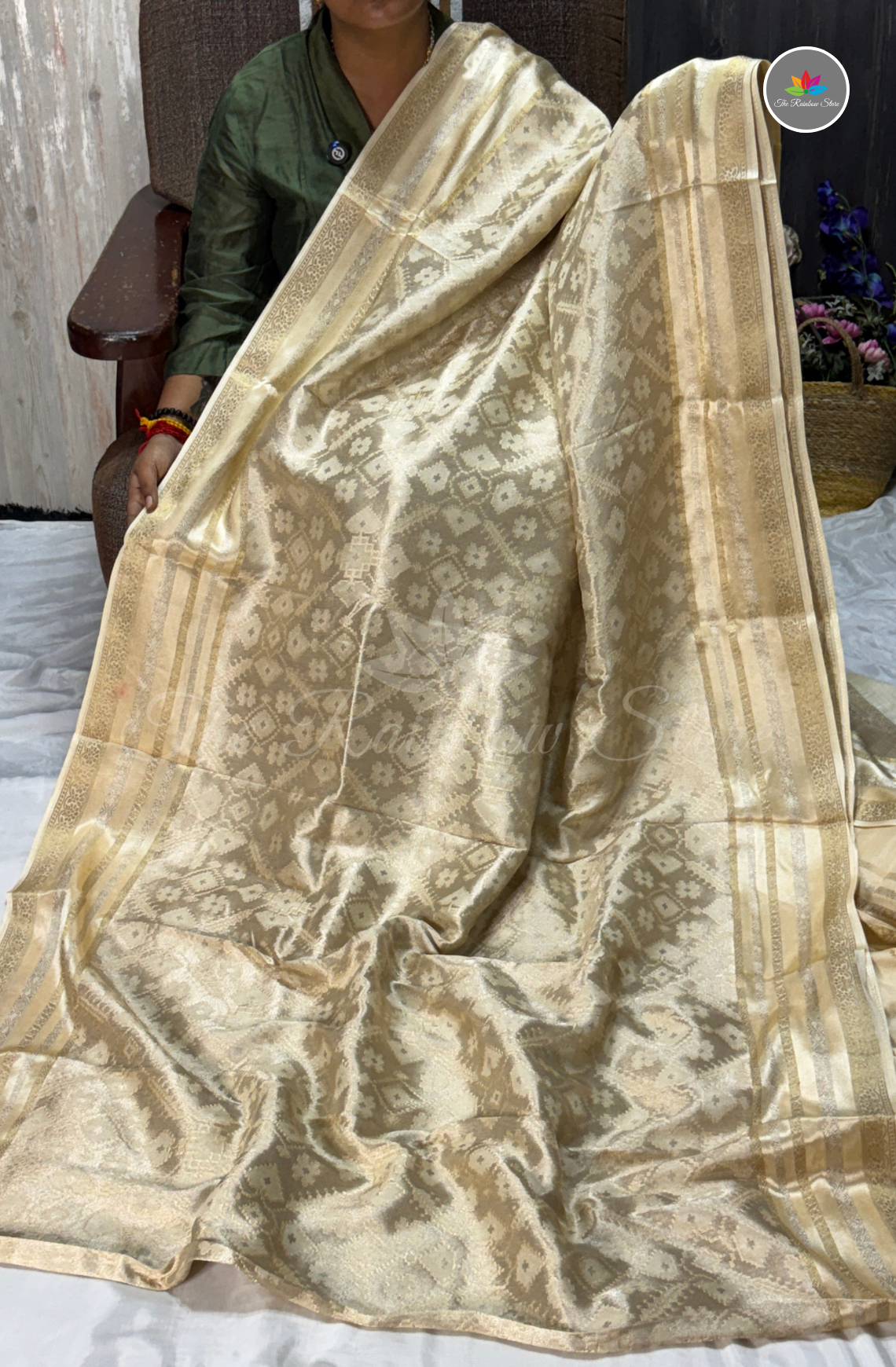 Brocade Patola Tissue Saree - Champagne