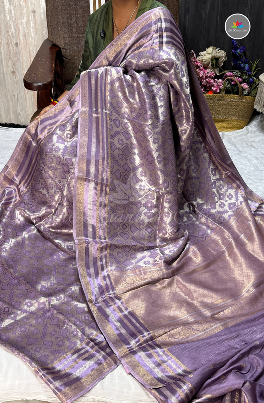 Brocade Patola Tissue Saree - Lavender