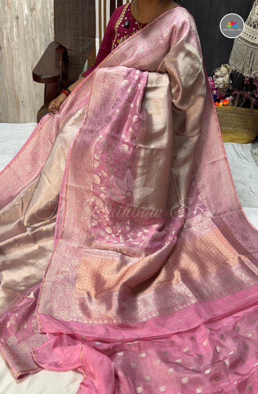 Brocade Tissue Saree - Baby Pink
