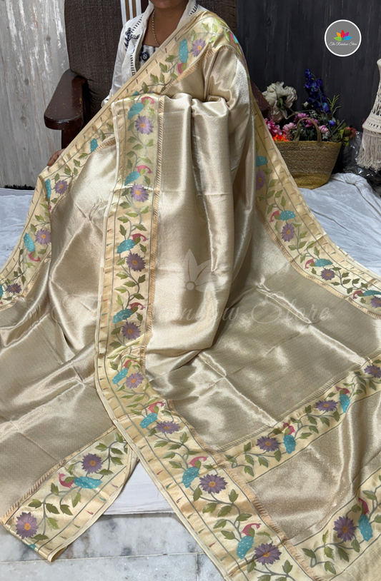 Brocade Tissue Saree - Champagne