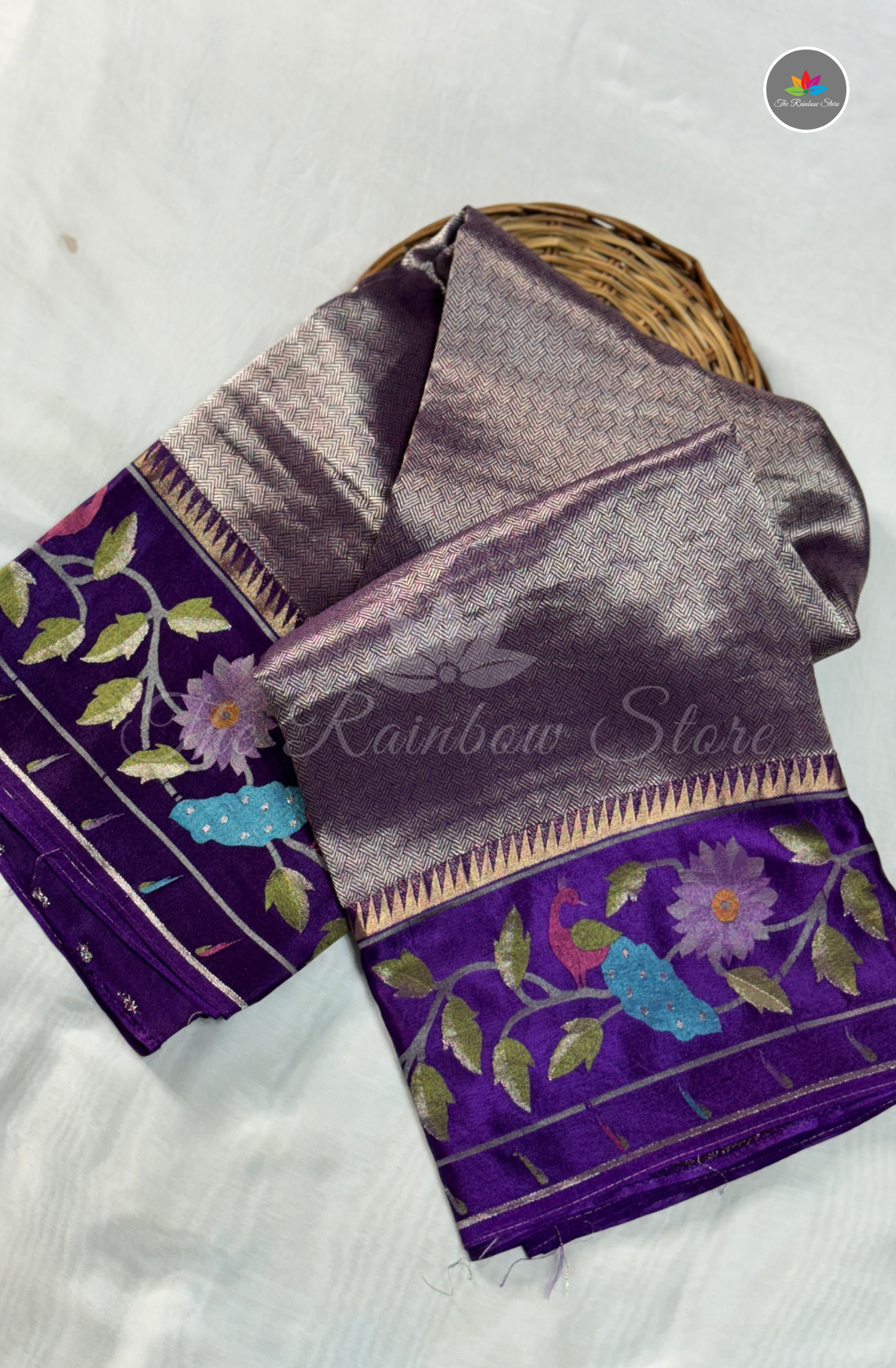 Brocade Tissue Saree - Plum Purple