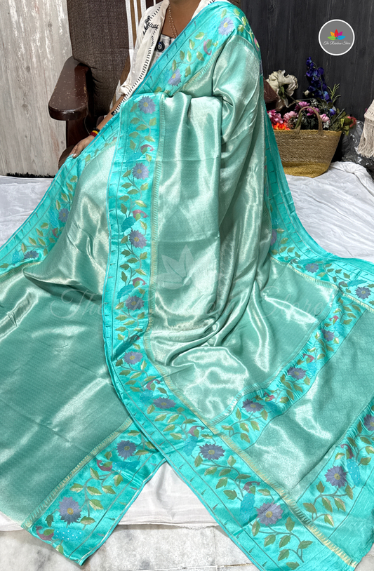 Brocade Tissue Saree - Sea Green