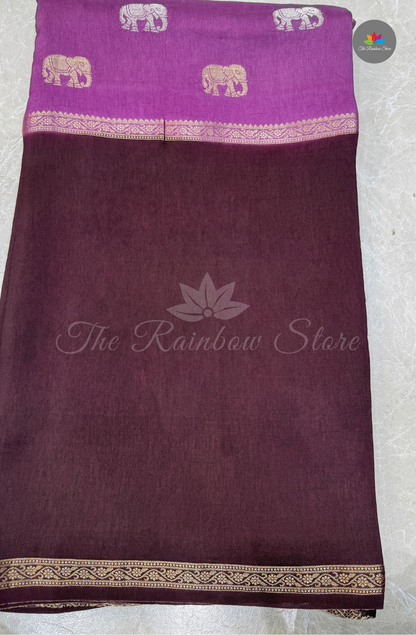 Visco Crepe Saree - Deep Burgundy
