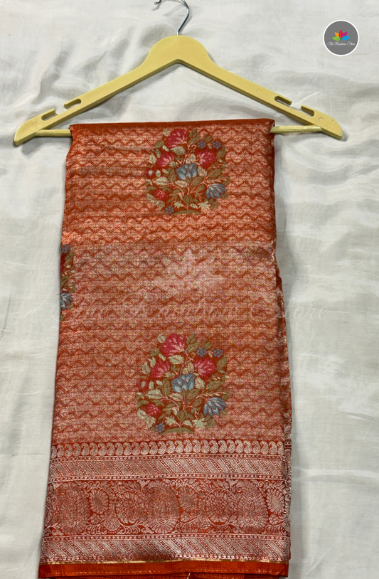 Brocade Pattu Saree - Burnt Orange