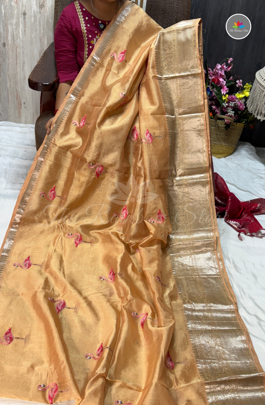 Mangalagiri Handloom Pattu Saree – Champagne Gold Beige