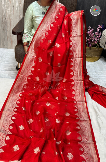 Manipur Kota Silk Saree - Cherry Red