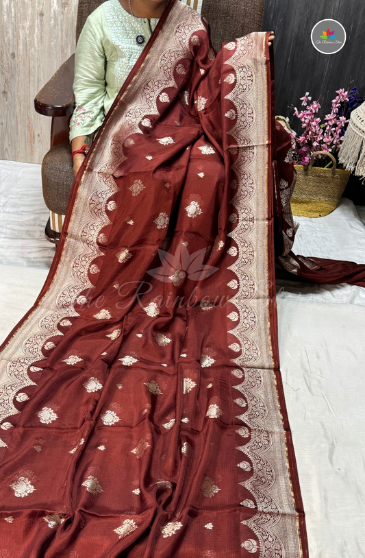 Manipur Kota Silk Saree - Coffee Brown