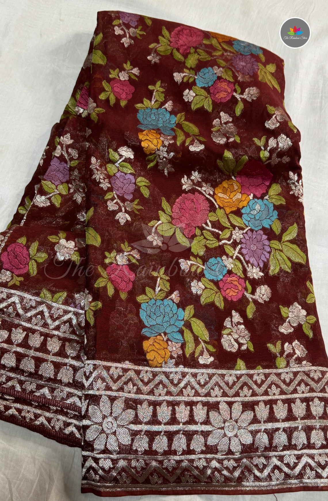 Banarasi  Khaddi Georget - Coffee Brown