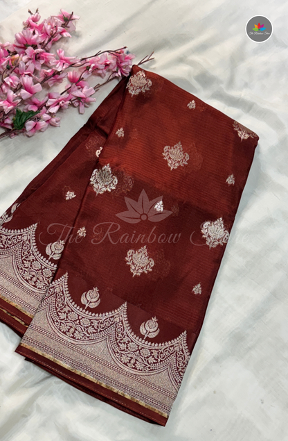 Manipur Kota Silk Saree - Coffee Brown