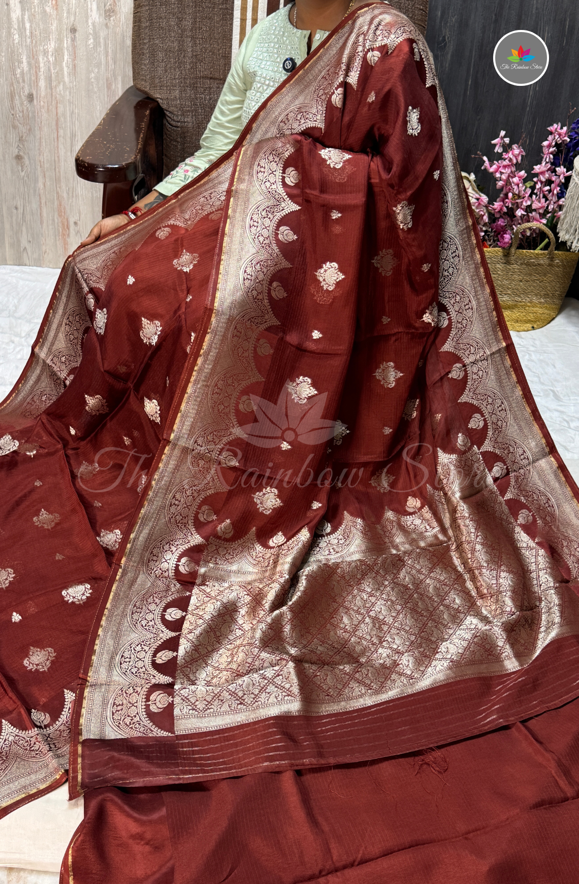 Manipur Kota Silk Saree - Coffee Brown