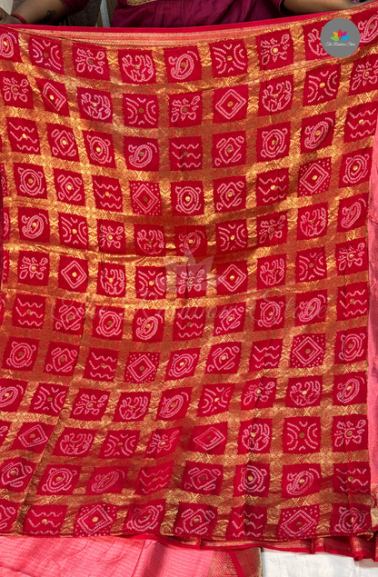 Crepe Silk  Saree - Coral Pink