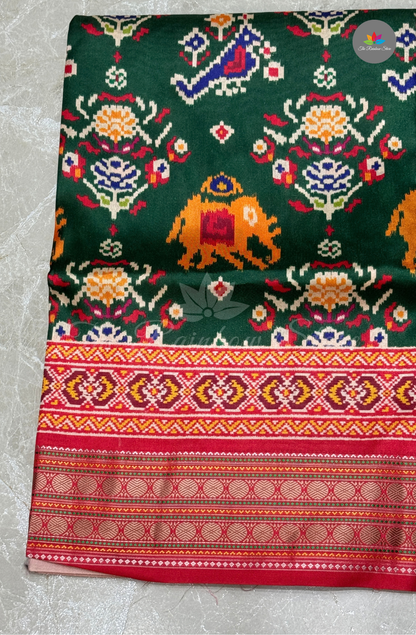 Semi Patola Silk - Dark Bottle Green