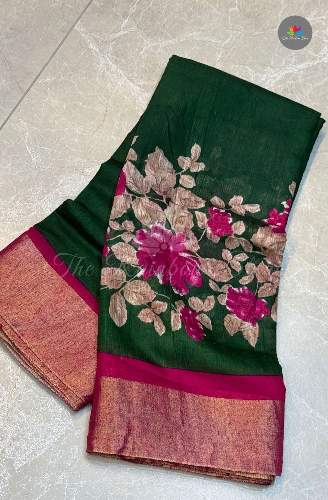 Bhagalpur Saree - Dark Green