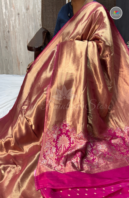 Banarasi Brocade Tissue Saree - Dark pink