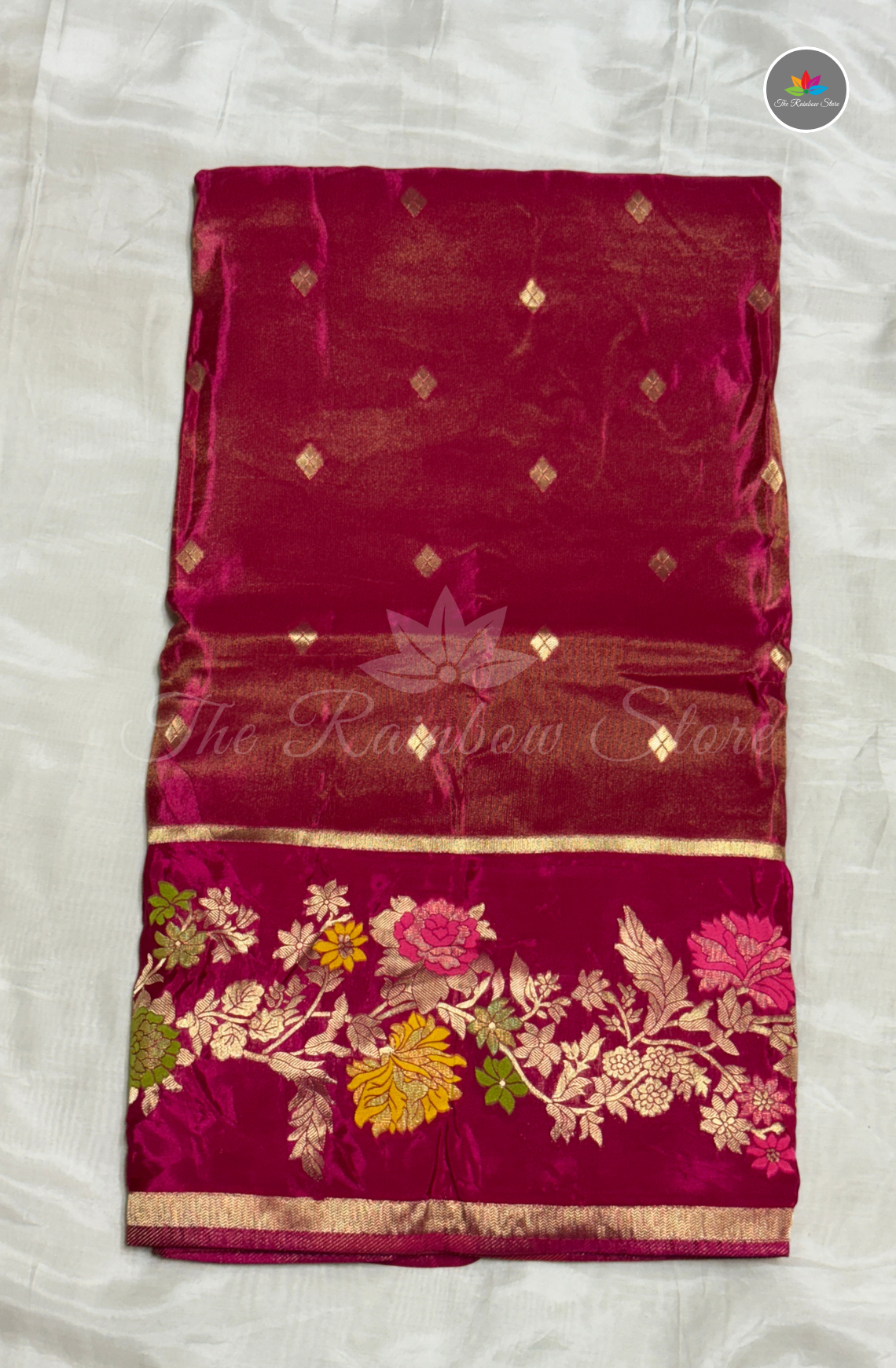Imported Satin Mushru Saree - Dark Pink