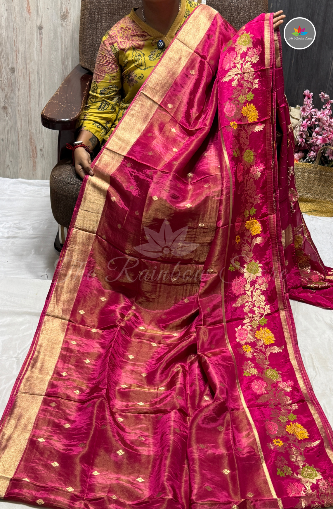 Imported Satin Mushru Saree - Dark Pink
