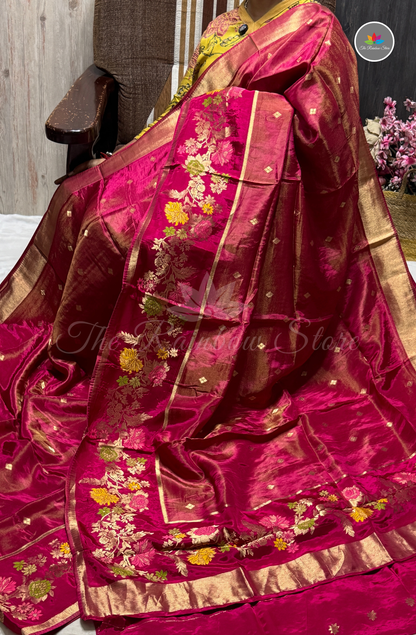 Imported Satin Mushru Saree - Dark Pink