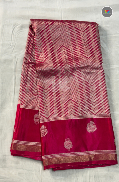 Banarasi Brocade Tissue Saree - Dark pink