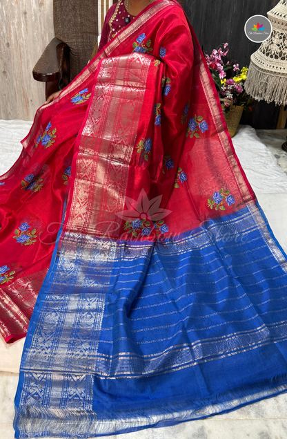 Mangalagiri Handloom Pattu Saree – Deep Fuchsia Pink