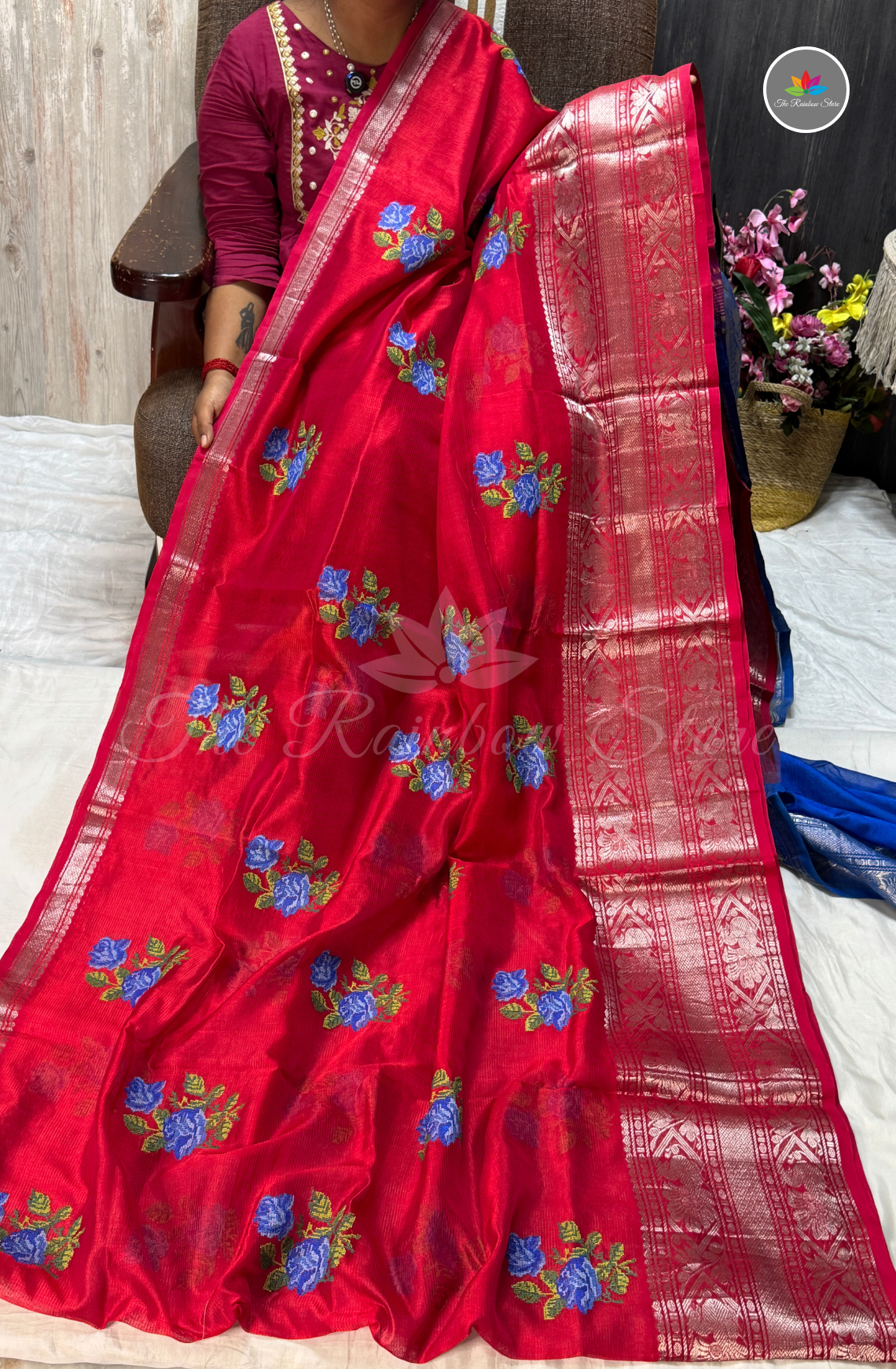 Mangalagiri Handloom Pattu Saree – Deep Fuchsia Pink