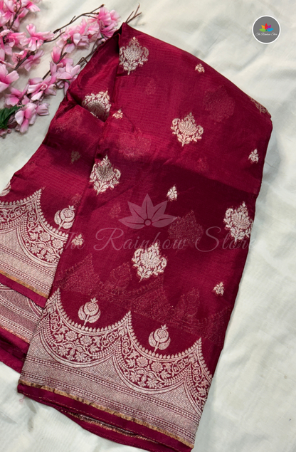 Manipur Kota Silk Saree - Deep Magenta