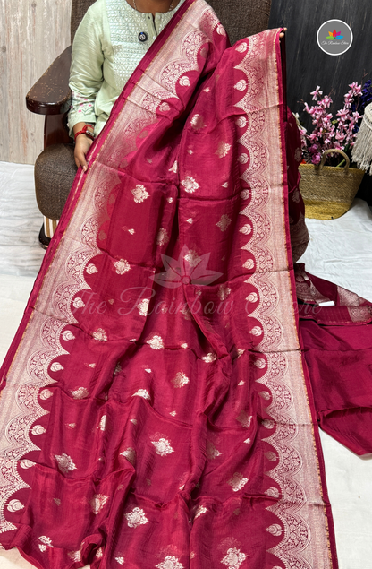 Manipur Kota Silk Saree - Deep Magenta