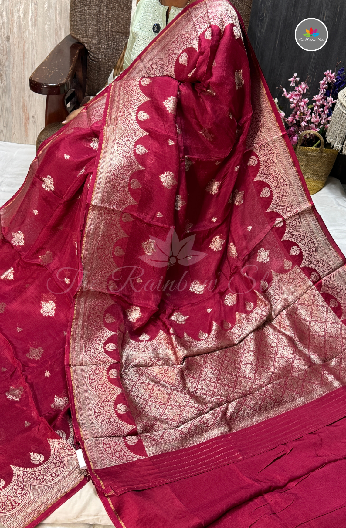 Manipur Kota Silk Saree - Deep Magenta