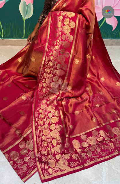 Banarasi  Tissue Saree - Deep Magenta
