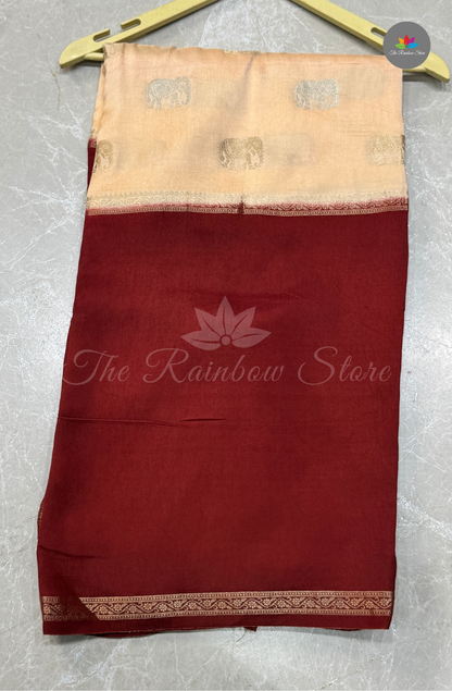 Visco Crepe Saree - Deep Maroon