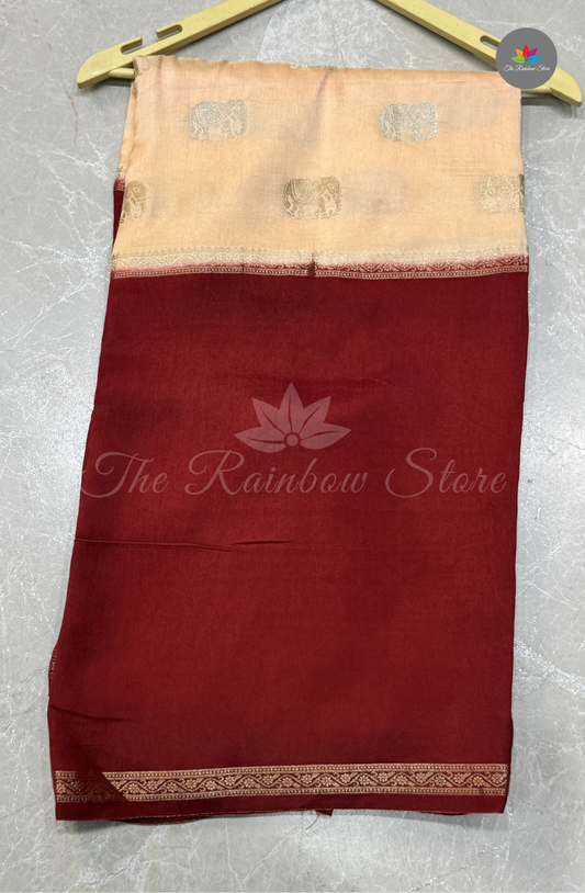 Visco Crepe Saree - Deep Maroon
