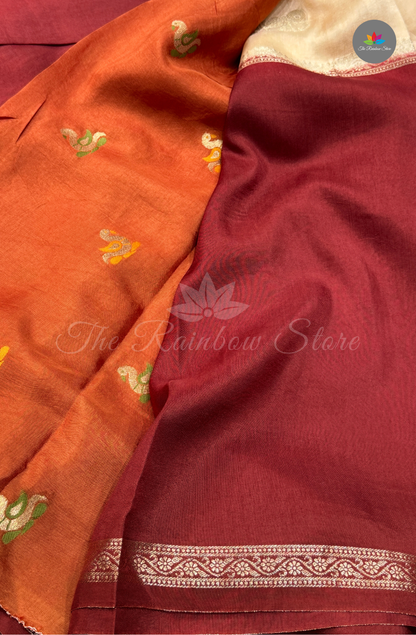 Visco Crepe Saree - Deep Maroon