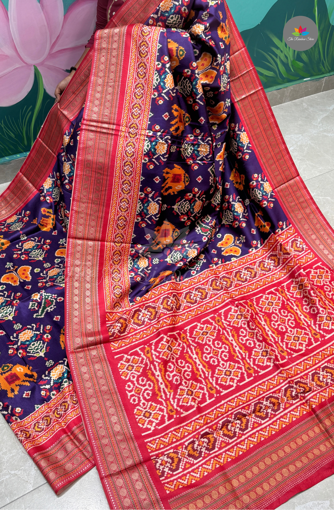 Semi Patola Silk - Deep Navy Blue