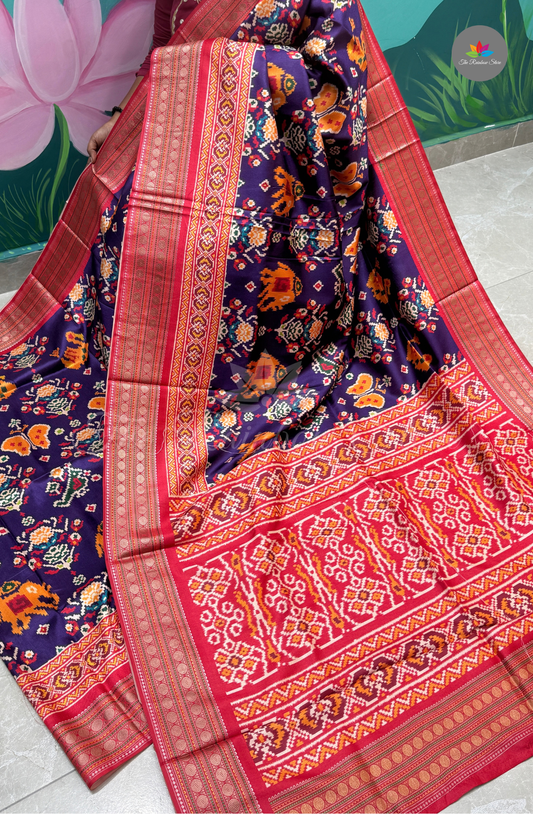 Semi Patola Silk - Deep Navy Blue