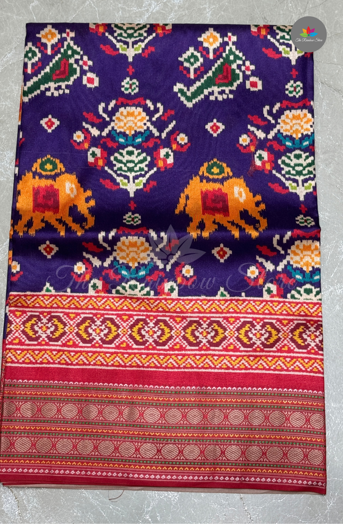 Semi Patola Silk - Deep Navy Blue